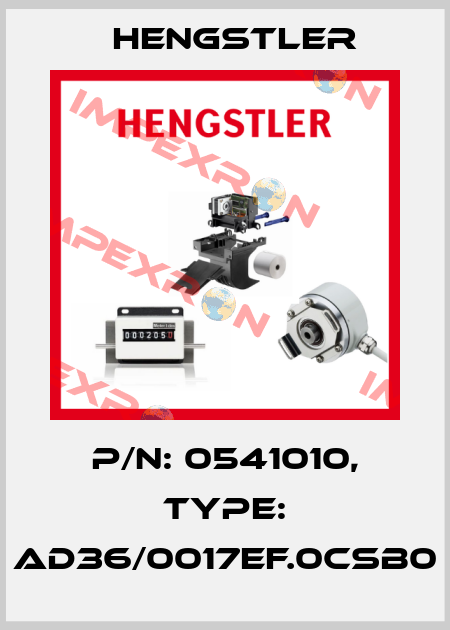 p/n: 0541010, Type: AD36/0017EF.0CSB0 Hengstler