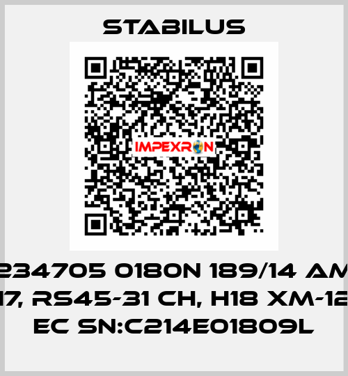 234705 0180N 189/14 AM 17, RS45-31 CH, H18 XM-12 EC SN:C214E01809L Stabilus