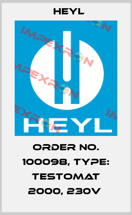 Order No. 100098, Type: Testomat 2000, 230V  Heyl