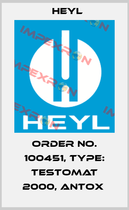 Order No. 100451, Type: Testomat 2000, Antox  Heyl