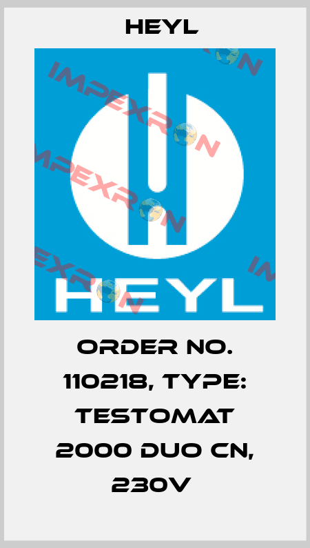 Order No. 110218, Type: Testomat 2000 DUO CN, 230V  Heyl