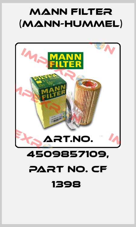 Art.No. 4509857109, Part No. CF 1398  Mann Filter (Mann-Hummel)