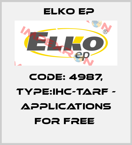 Code: 4987, Type:iHC-TARF - applications for free  Elko EP