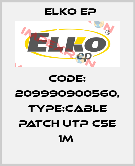 Code: 209990900560, Type:Cable Patch UTP c5e 1m  Elko EP
