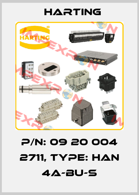 P/N: 09 20 004 2711, Type: Han 4A-BU-S Harting