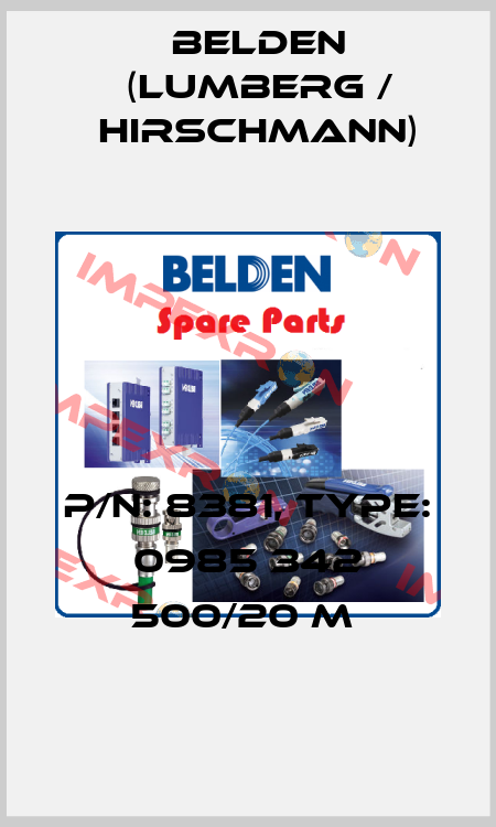 P/N: 8381, Type: 0985 342 500/20 M  Belden (Lumberg / Hirschmann)