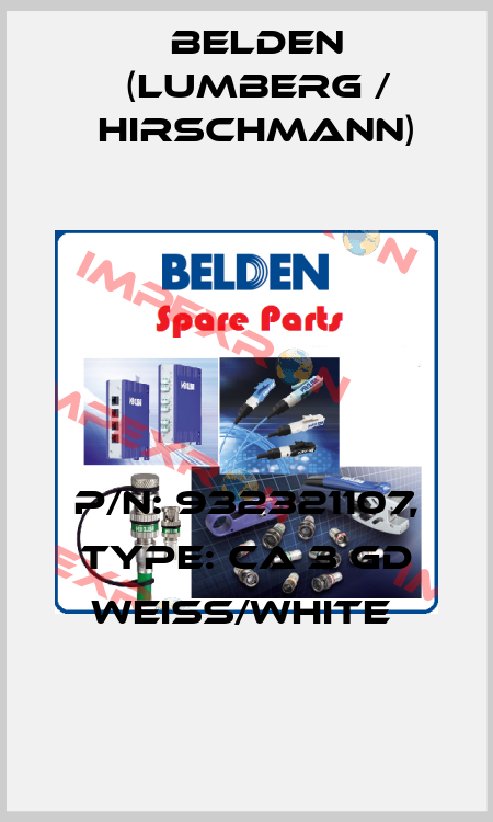 P/N: 932321107, Type: CA 3 GD weiss/white  Belden (Lumberg / Hirschmann)