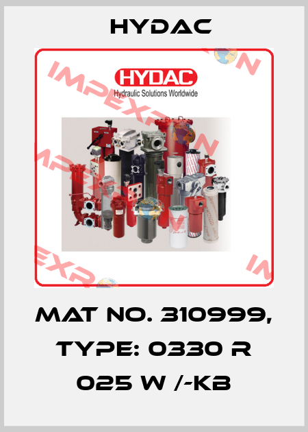Mat No. 310999, Type: 0330 R 025 W /-KB Hydac