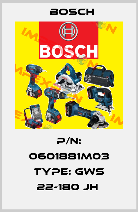 P/N: 0601881M03 Type: GWS 22-180 JH  Bosch