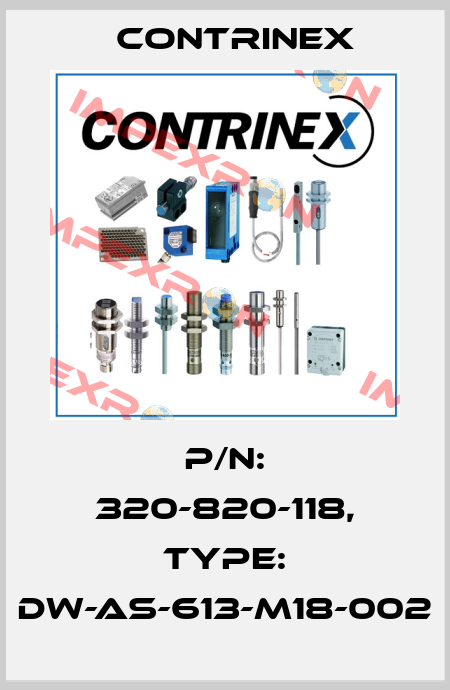 P/N: 320-820-118, Type: DW-AS-613-M18-002 Contrinex