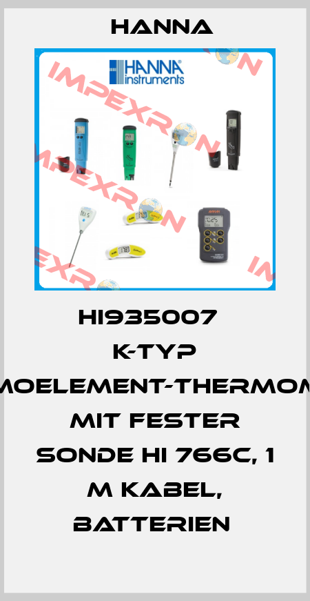 HI935007   K-TYP THERMOELEMENT-THERMOMETER MIT FESTER SONDE HI 766C, 1 M KABEL, BATTERIEN  Hanna