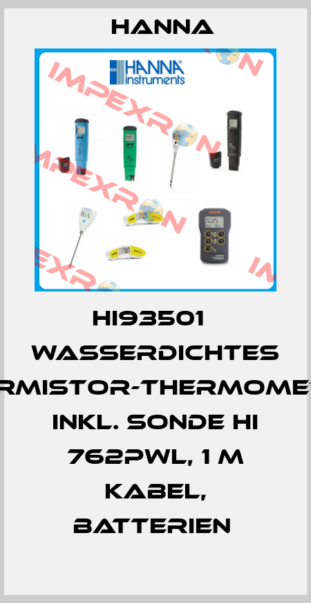 HI93501   WASSERDICHTES THERMISTOR-THERMOMETER, INKL. SONDE HI 762PWL, 1 M KABEL, BATTERIEN  Hanna