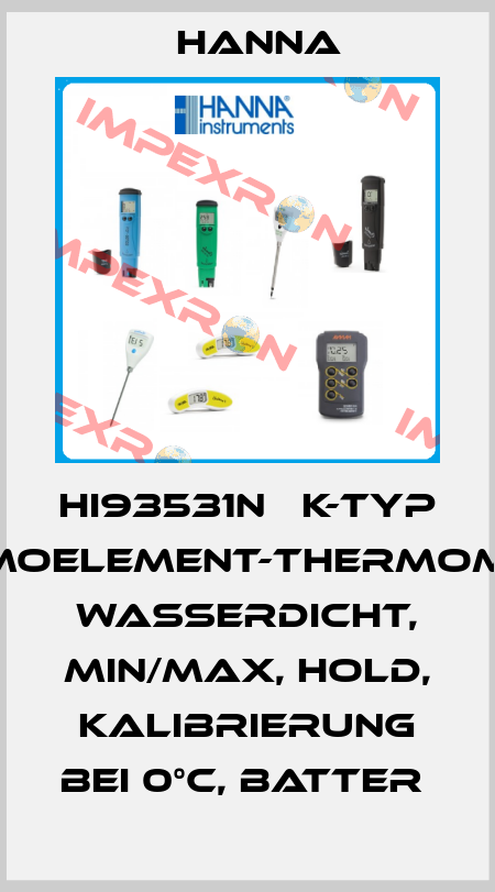 HI93531N   K-TYP THERMOELEMENT-THERMOMETER, WASSERDICHT, MIN/MAX, HOLD, KALIBRIERUNG BEI 0°C, BATTER  Hanna