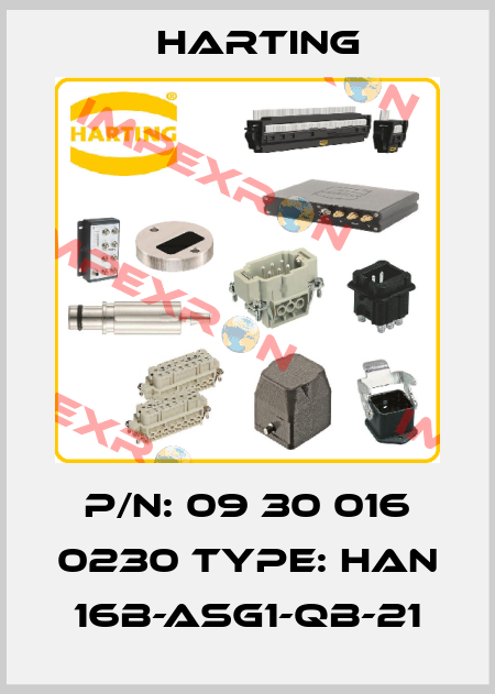 P/N: 09 30 016 0230 Type: Han 16B-asg1-QB-21 Harting