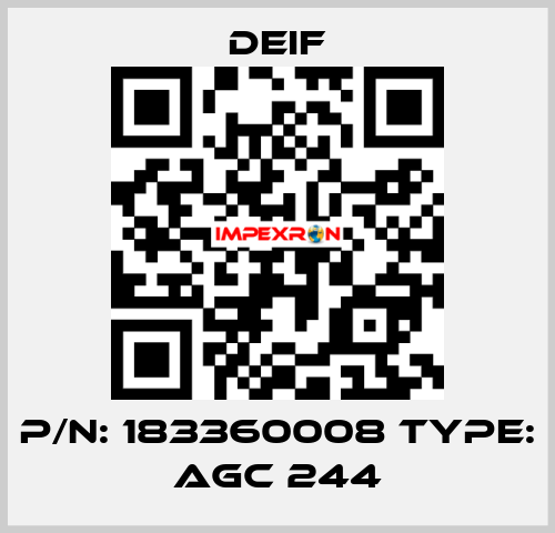 P/N: 183360008 Type: AGC 244 Deif