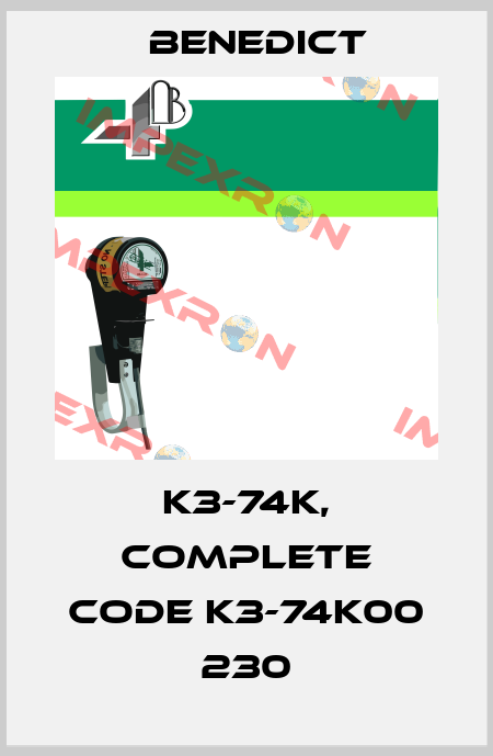 K3-74K, complete code K3-74K00 230 Benedict