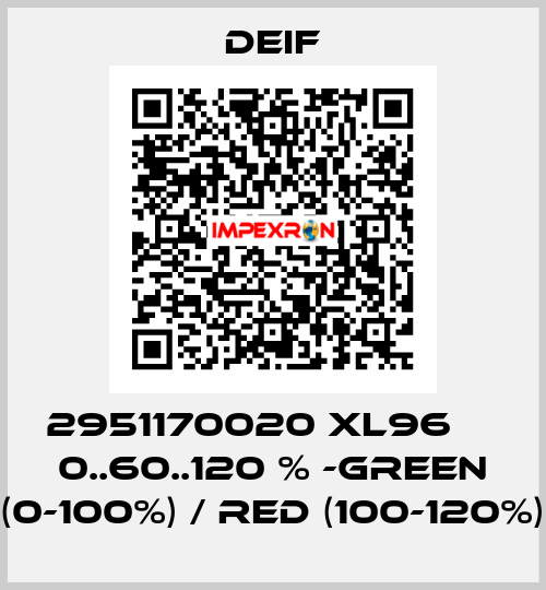2951170020 XL96     0..60..120 % -green (0-100%) / red (100-120%) Deif