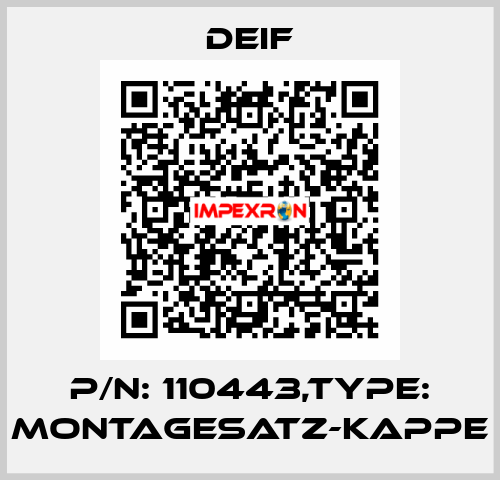 P/N: 110443,Type: MONTAGESATZ-KAPPE Deif