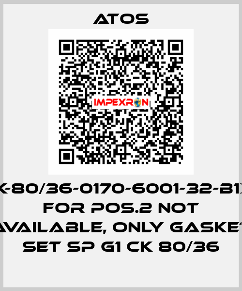 CK-80/36-0170-6001-32-B1X1 for Pos.2 not available, only gasket set SP G1 CK 80/36 Atos