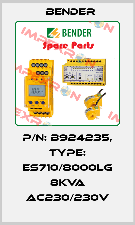 p/n: B924235, Type: ES710/8000LG 8kVA AC230/230V Bender
