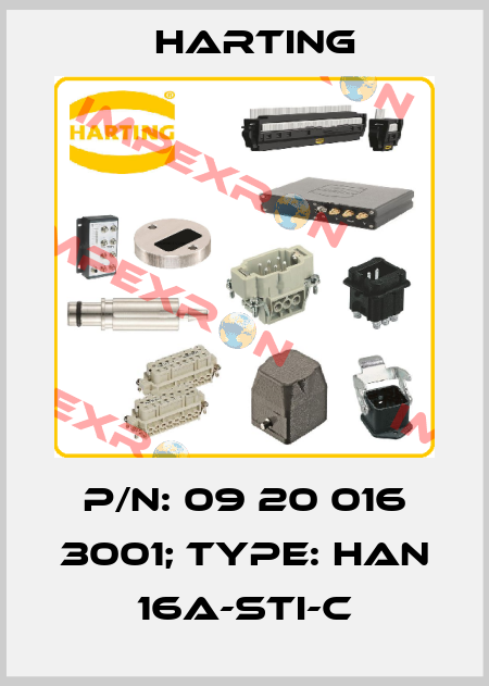 p/n: 09 20 016 3001; Type: Han 16A-STI-C Harting