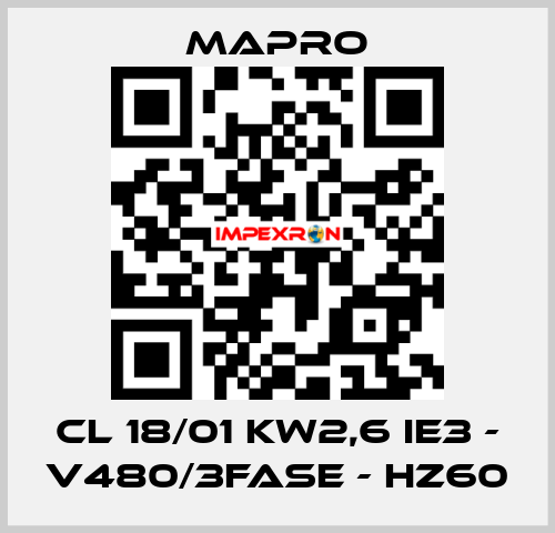 CL 18/01 kW2,6 IE3 - V480/3fase - Hz60 Mapro