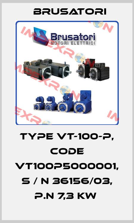 TYPE VT-100-P, CODE VT100P5000001, S / N 36156/03, P.N 7,3 KW  Brusatori
