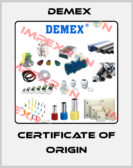 Certificate of origin Demex