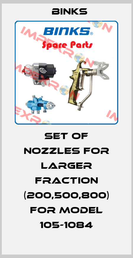 set of nozzles for larger fraction (200,500,800) for model 105-1084 Binks