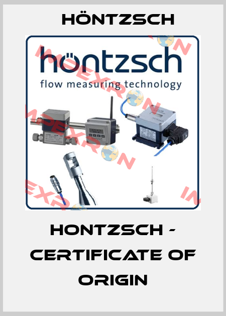 Hontzsch - Certificate of Origin Höntzsch