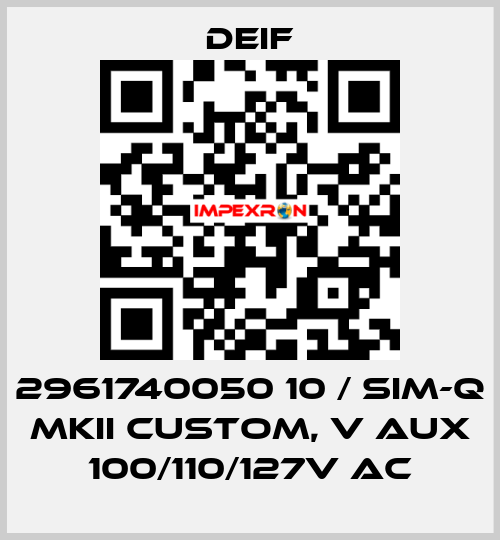 2961740050 10 / SIM-Q MKII CUSTOM, V aux 100/110/127V AC Deif
