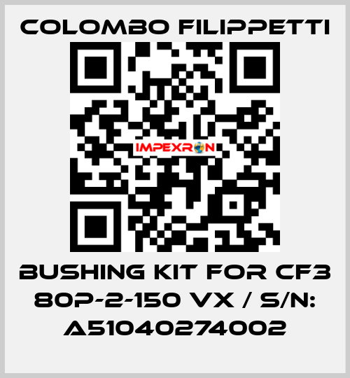 BUSHING KIT FOR CF3 80P-2-150 VX / S/N: A51040274002 Colombo Filippetti