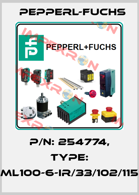 p/n: 254774, Type: ML100-6-IR/33/102/115 Pepperl-Fuchs