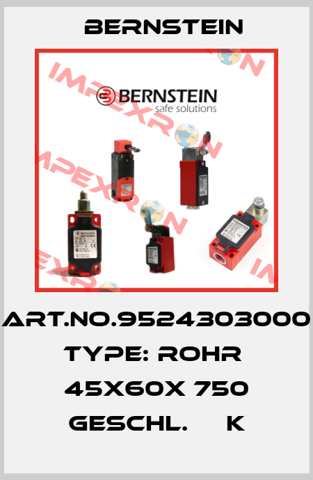 Art.No.9524303000 Type: ROHR  45X60X 750 GESCHL.     K Bernstein