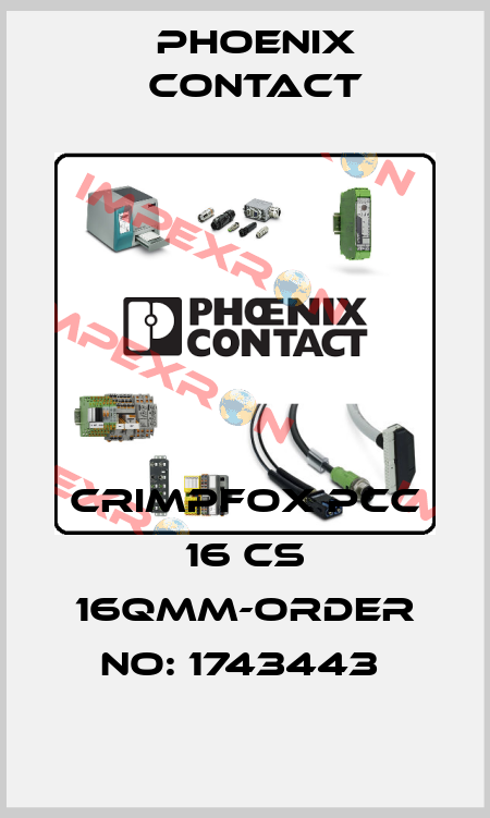 CRIMPFOX PCC 16 CS 16QMM-ORDER NO: 1743443  Phoenix Contact