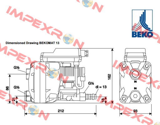 2000021  KA13A10A0 BEKOMAT 13, 230 VAC  Beko