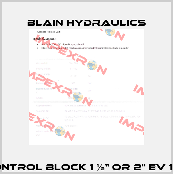 control block 1 ½“ or 2“ EV 100 Blain Hydraulics