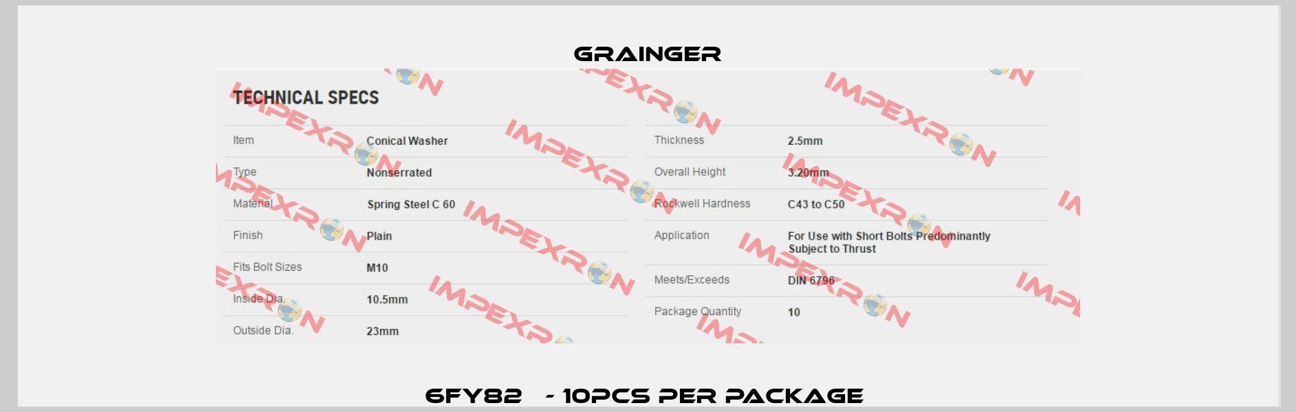 6FY82   - 10pcs per package  Grainger