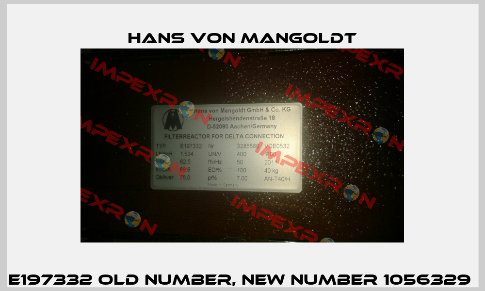 E197332 old number, new number 1056329  Hans von Mangoldt