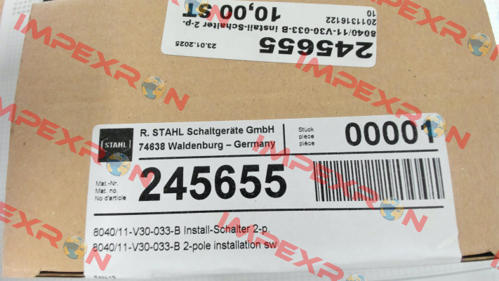 P/N: 245655, Type: 8040/11-V30-033-B Stahl