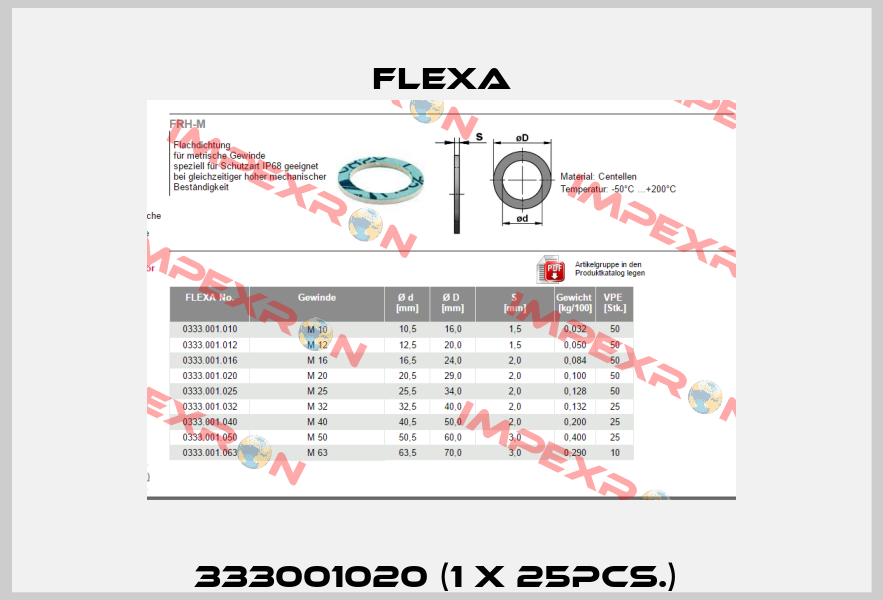 333001020 (1 x 25pcs.)  Flexa