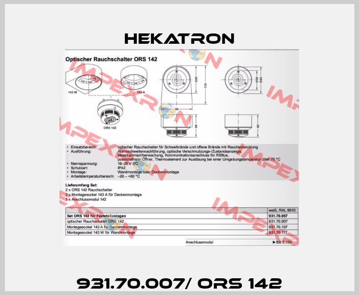 931.70.007/ ORS 142 Hekatron