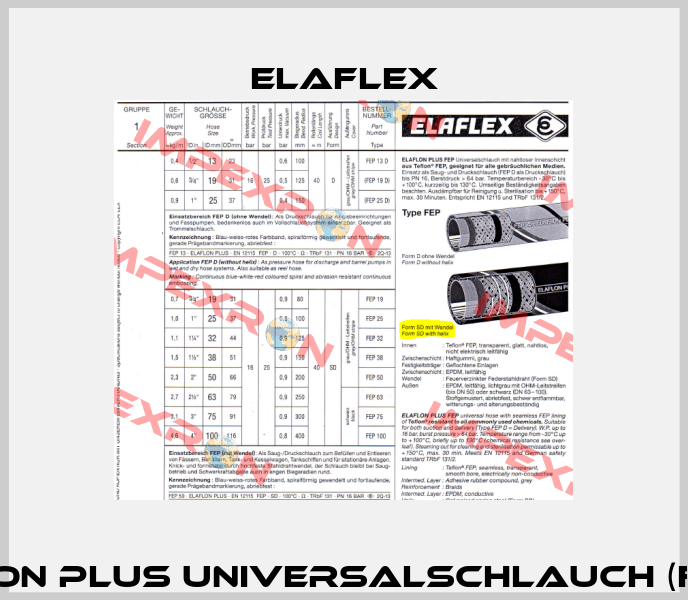 Elaflon Plus Universalschlauch (FEP 19)  Elaflex