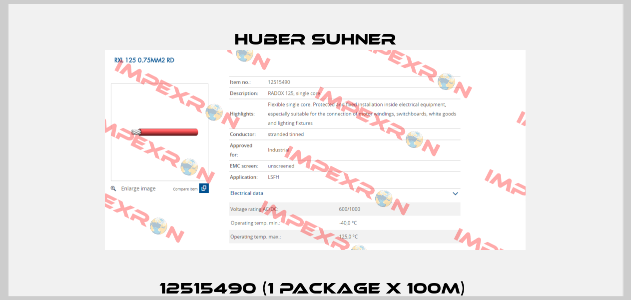 12515490 (1 package x 100m)  Huber Suhner