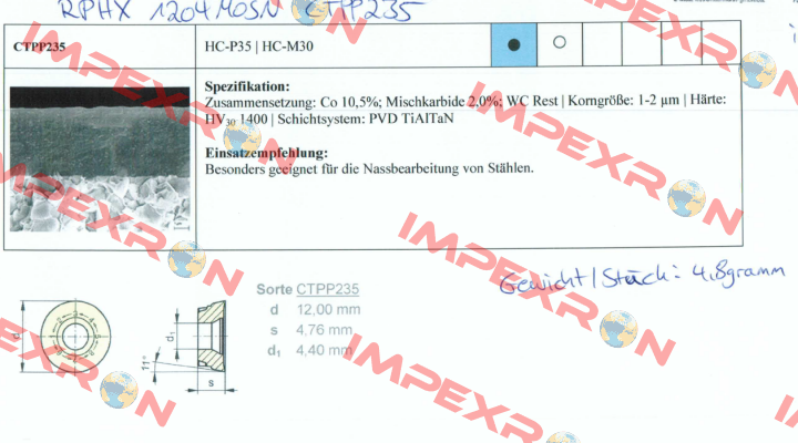 RPHX 1204MOSN CTPP235  Ceratizit