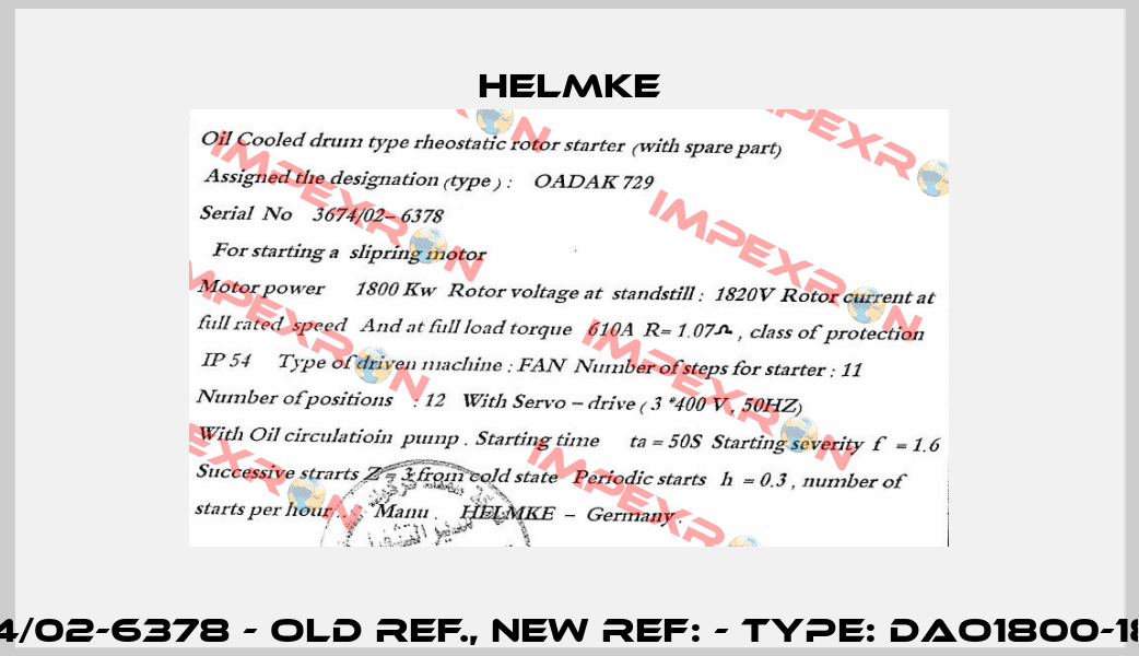3674/02-6378 - old ref., new ref: - Type: DAO1800-1820  Helmke