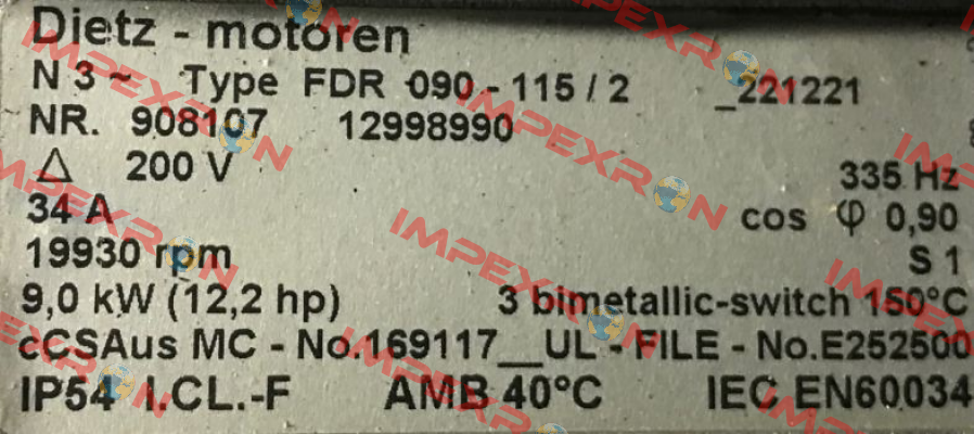 FDR 090-115/2 NR.623362 OEM for  Zünd Systemtechnik AG Dietz-Motoren