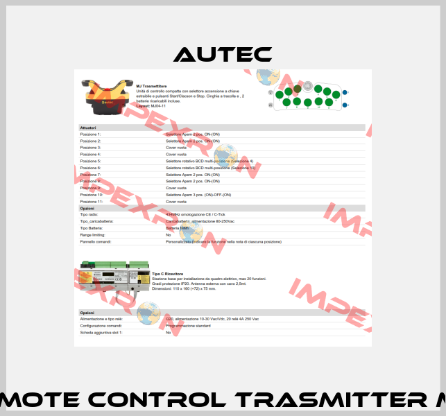 Complete Autec remote control trasmitter MJ + receiver Type C Autec