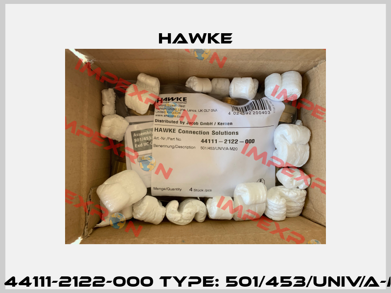 P/N: 44111-2122-000 Type: 501/453/UNIV/A-M20 Hawke