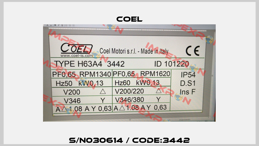 S/N030614 / Code:3442 Coel